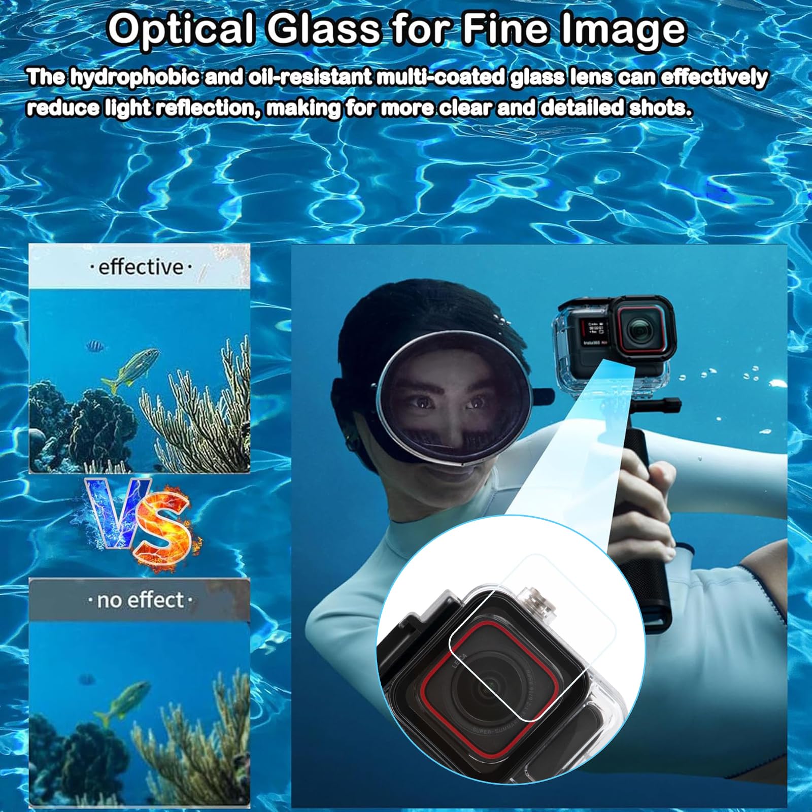 Funda impermeable de 60 m para Insta 360 Ace Pro con 3 filtros de buceo