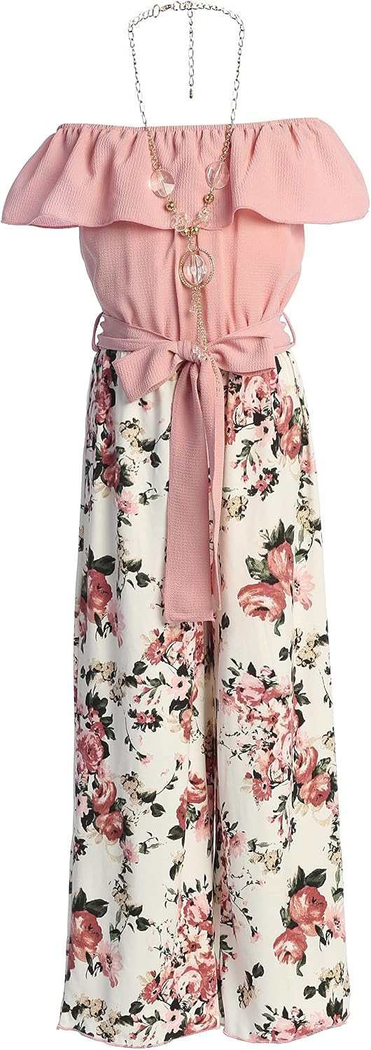 iGirlDress Girls Wide Leg Off Shoulder Elegant High Waist Rompers Palazzo Pants Trousers Jumpsuits USA 4-14