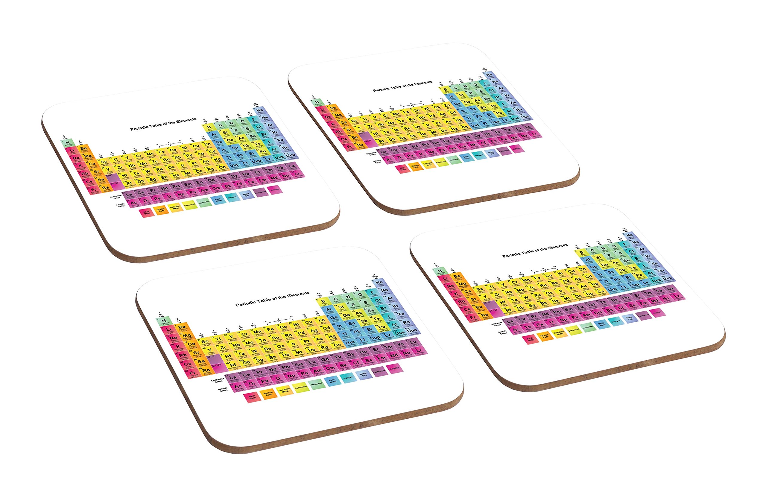 Mugmart Periodic Table Awesome Education Science 4 Piece Wooden Coaster Set