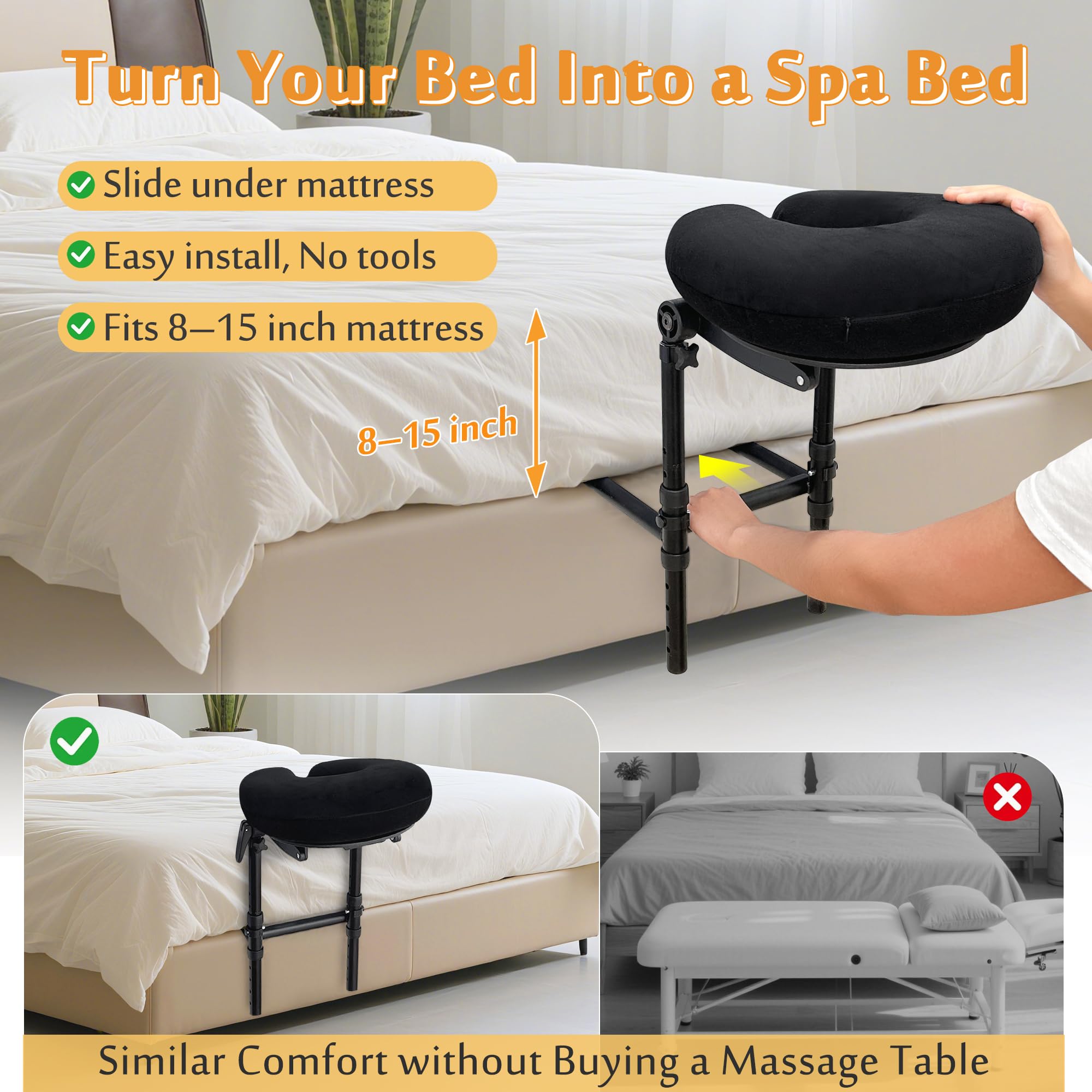 Appui-tête pour lit, coussin de berceau pour matelas, coussin de massage réglable, coussin facial vers le bas, fixation de lit pour la maison, spa, salon de massage