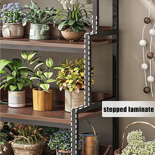 Miniatura 7 de Soporte para plantas de 4 niveles, estante alto para plantas, soporte para plantas al aire libre e interior, soportes de metal para flores, soporte