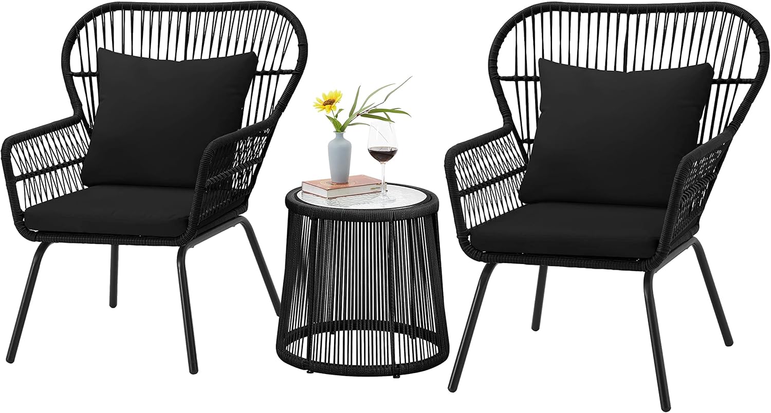 Topeakmart 3Piece Patio Bistro Set Outdoor Furniture