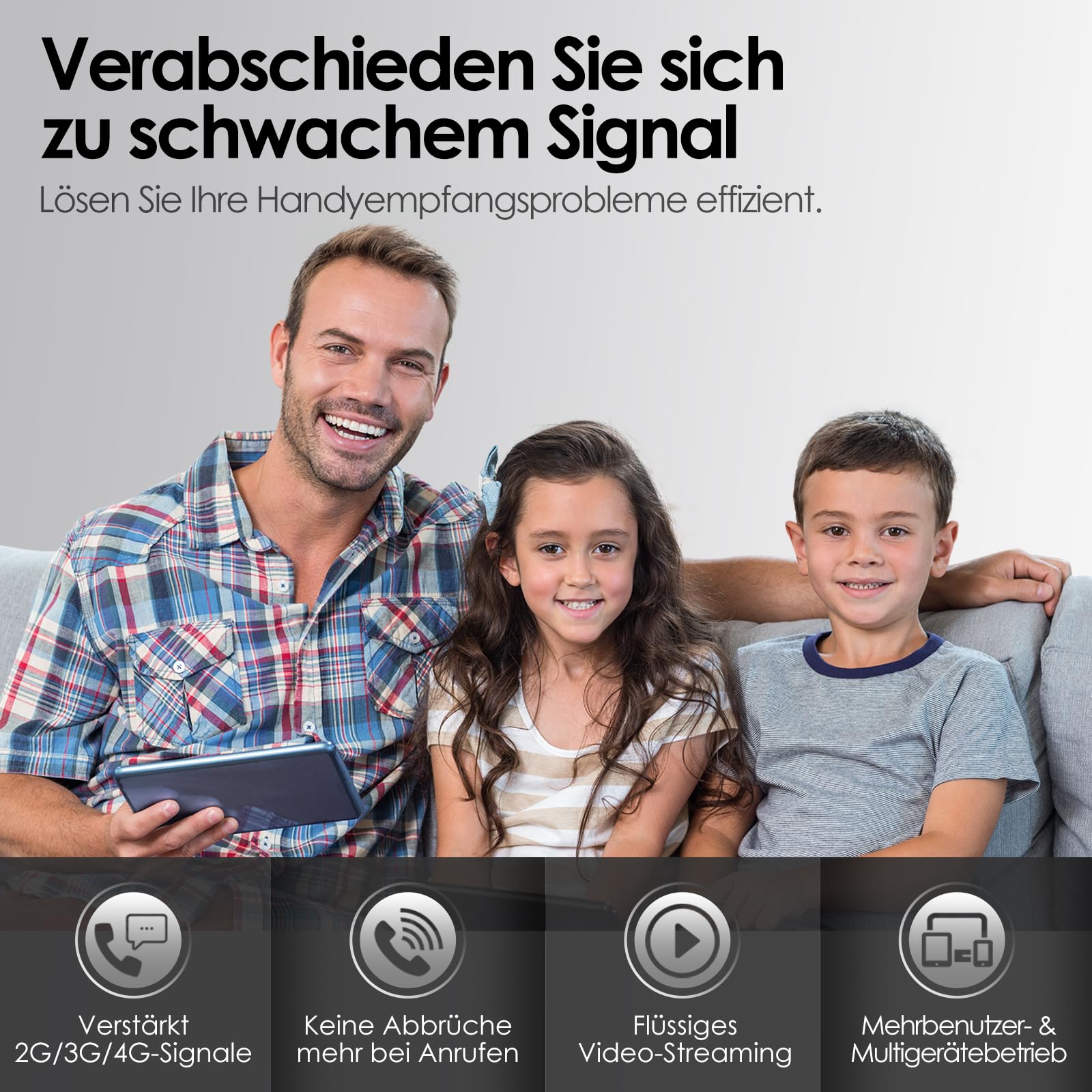Mobilfunk Verstärker für Haus und Büro, 5G 4G LTE 3G GSM Handy Empfangsverstärker Signalverstärker Band 1/3/7/8/20 Mobilfunk Repeater für Alle Deutschen Netzbetreiber Vodafone O2 Telekom T-Mobile