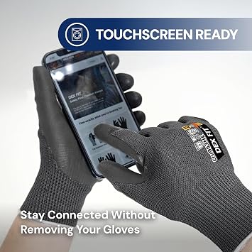 DEX FIT ANSI A9 Cut Resistant Work Gloves, CRU953HE, 3D Comfort Stretch Fit, Soft Stainless Steel Fiber, Power Grip for Glass Handling, Sheet Metal & Warehouse Work, BlackGray, M, 1 Pair