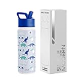 Kids Summit Water Bottle with Straw Lid | 18oz Stainless Steel Cup Insulated Tumbler for Toddlers, School | Dinosaur Roar