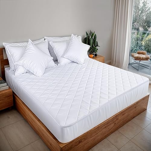 Miniatura 9 de ZOYER Funda de colchón tamaño Queen, protector de colchón acolchado impermeable tamaño Queen, protector de colchón de diseño hexagonal que se estira