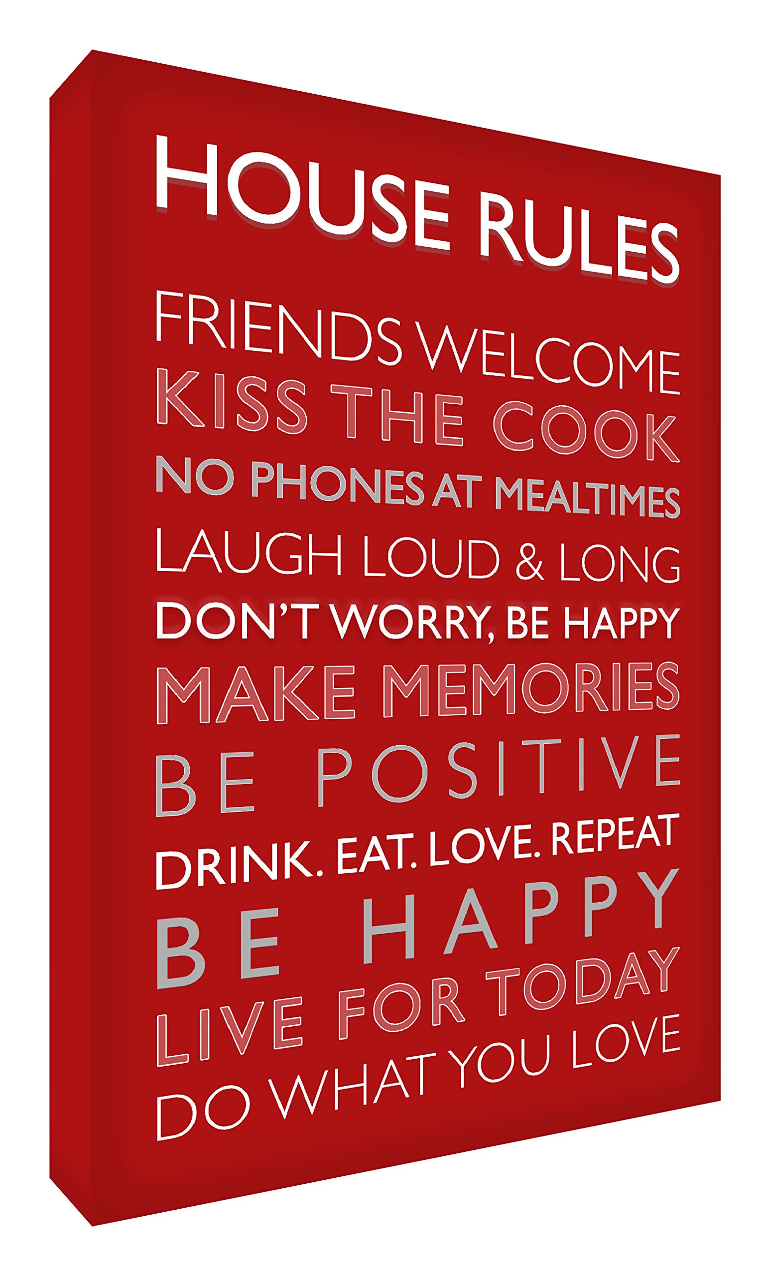 Feel Good Art Gallery Wrapped Box Canvas with Solid Front Panel Red, 60 x 40 x 4cm (Large)