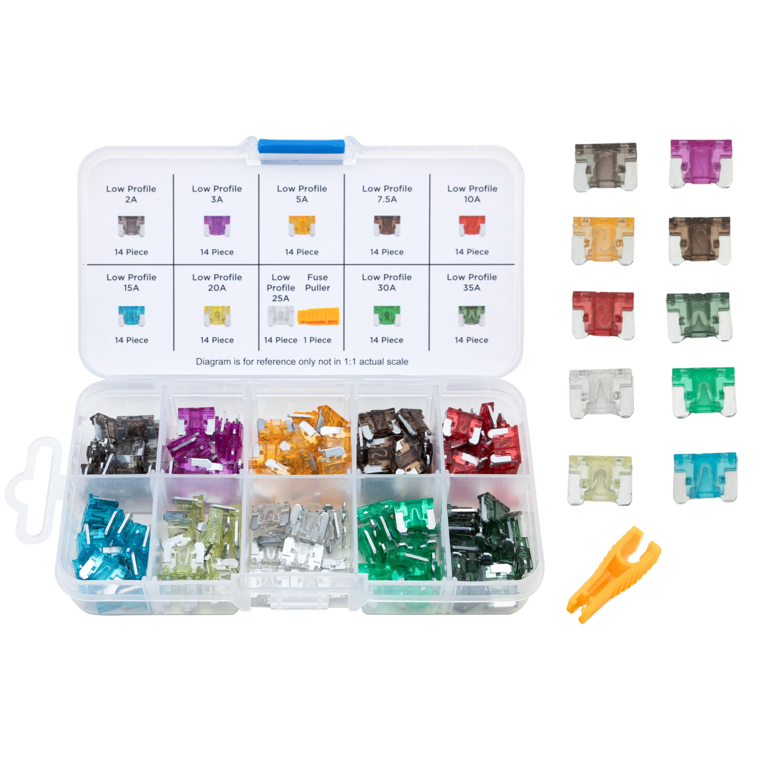 NEIKO 50506A Low Profile Mini Car Fuse Set 140pcs Auto Fuse Kit Micro Sizes 2A 3A 5A 7.5A 10A 15A 20A 25A 30A 35 Amp Marine Boat RV Kit-image-3