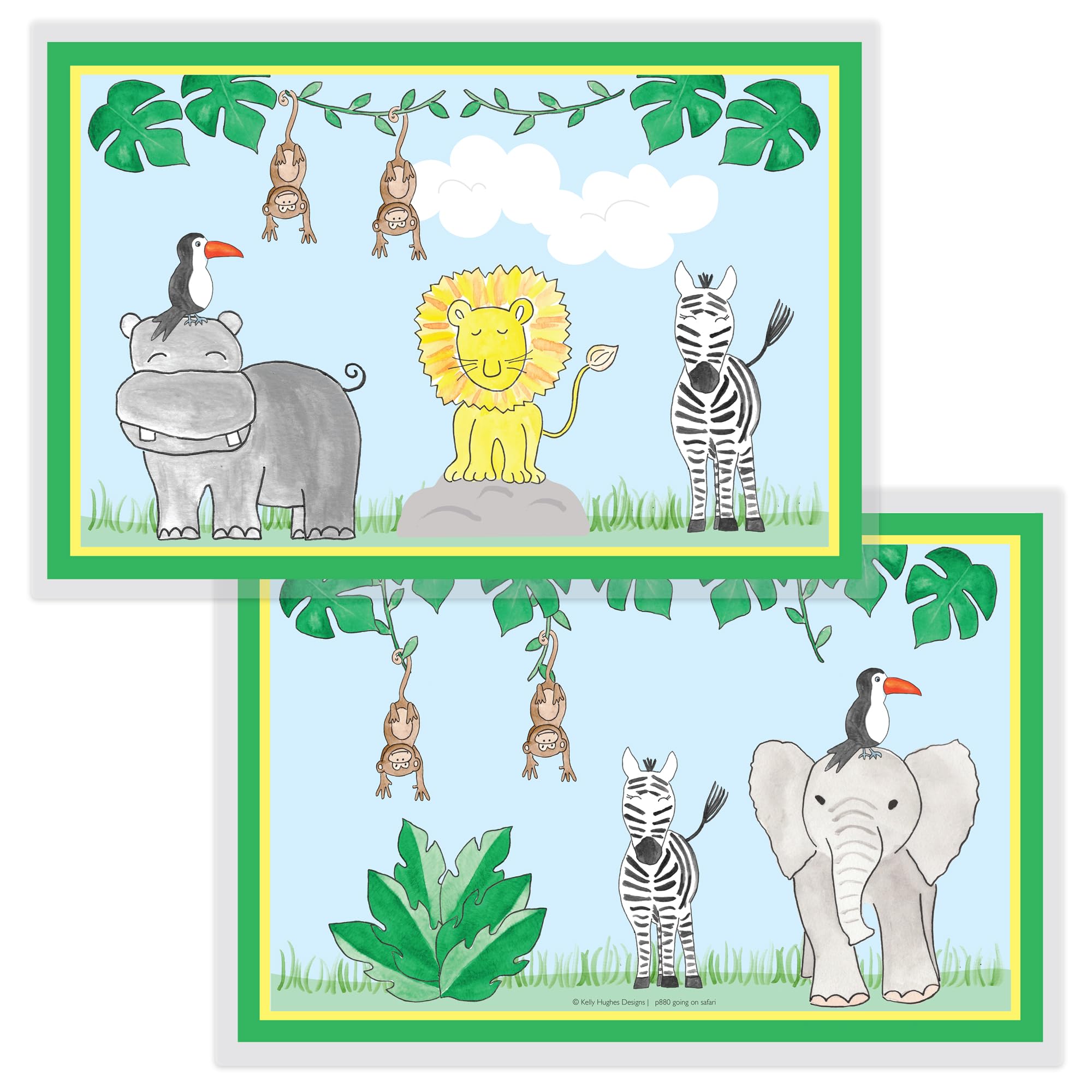 Safari Placemat for Kids by Kelly Hughes, Laminated, Made in The USA