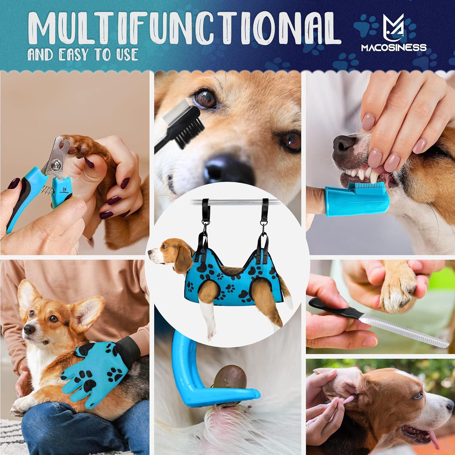 Dog Grooming Hammock for Nail Trimming - Dog Grooming Hammock Harness for Cats Dogs - Pet Grooming Hammock - Dog Nail Clipper - Dog Hammock - Dog Grooming Table - Dog Sling- Dog Grooming Harness