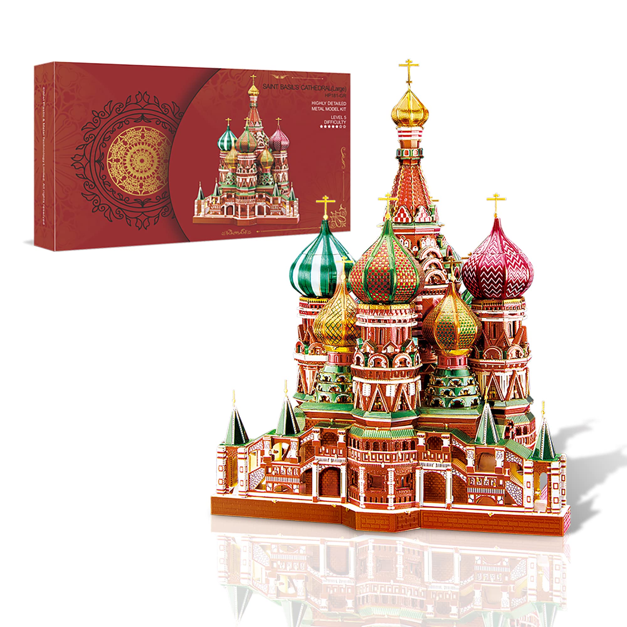 Piececool 3D Puzzle Metall Architecture Saint Basil's Cathedral, 3D Metal Puzzle für 340 Edelstahl, Ganzes Metall, 1:1 Wiederherstellen, Geburtstagsgeschenk, Modellbausatz Erwachsene, 711 Teile
