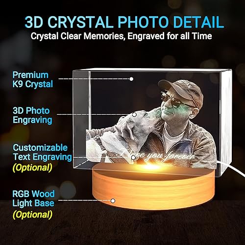 Miniatura 2 de Foto de cristal 3D, regalos personalizados para mujeres, regalos de cumpleaños personalizados para hombres, mamá, ella, él, marido, regalos