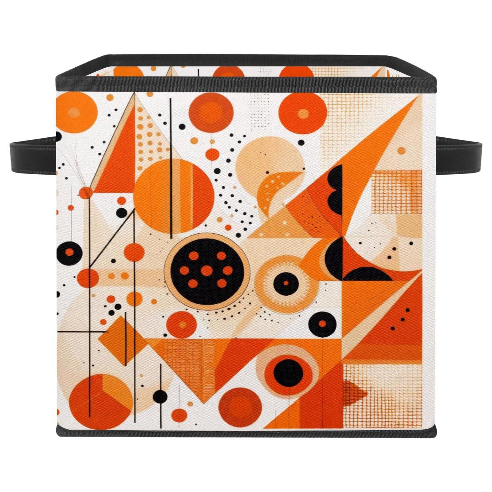 Grand bac de rangement cubique orange et géométrique pour l'organisation de maison