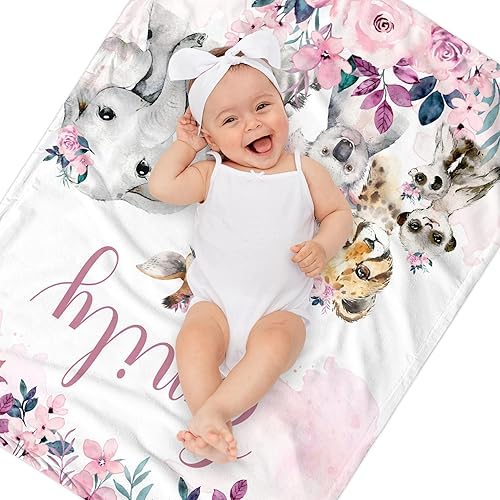 Miniatura 199 de Manta de bebé personalizada con nombre, mantas de bebé de elefante personalizadas para niñas, regalos de bebé, productos para bebés, mantas súper