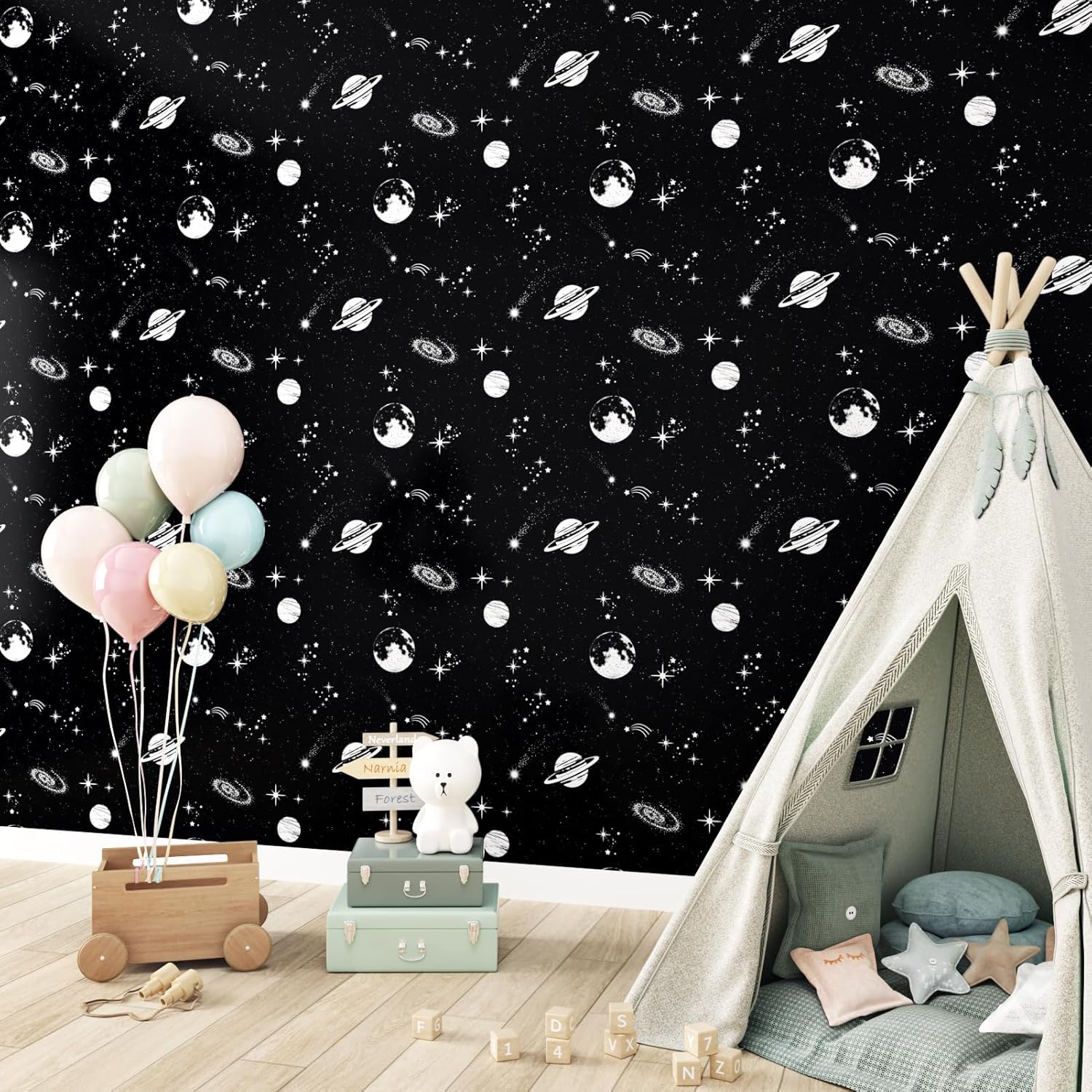 Galaxy Wallpaper Peel and Stick Gothic Wallpaper for Teen Bedroom Bathroom Constellation Wall Self Adhesive Removable Contact Paper for Cabinets Planet Stars Outer Space Themed Wall Paper