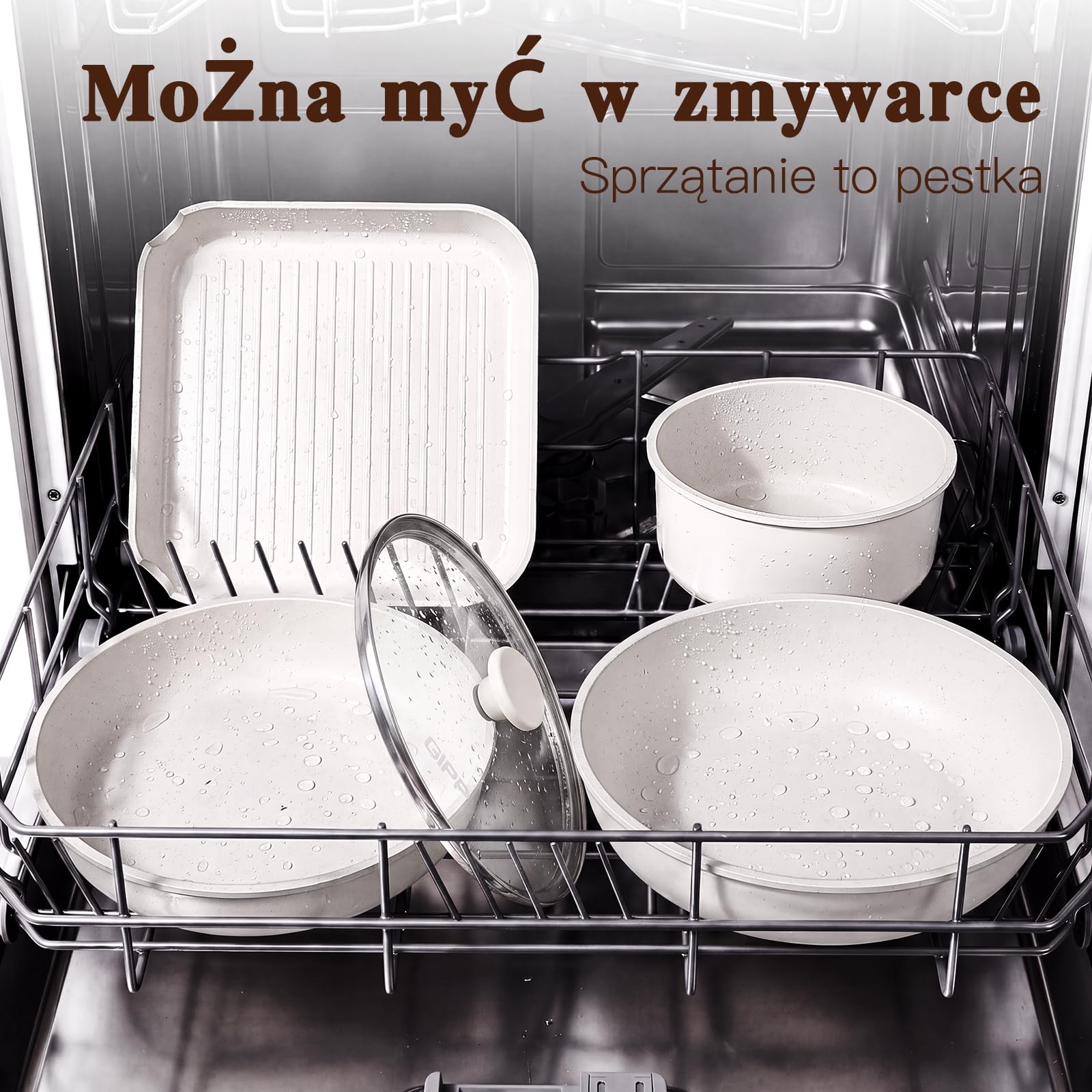 GiPP 11-częściowy zestaw patelni z powłoką nieprzywierającą, biały