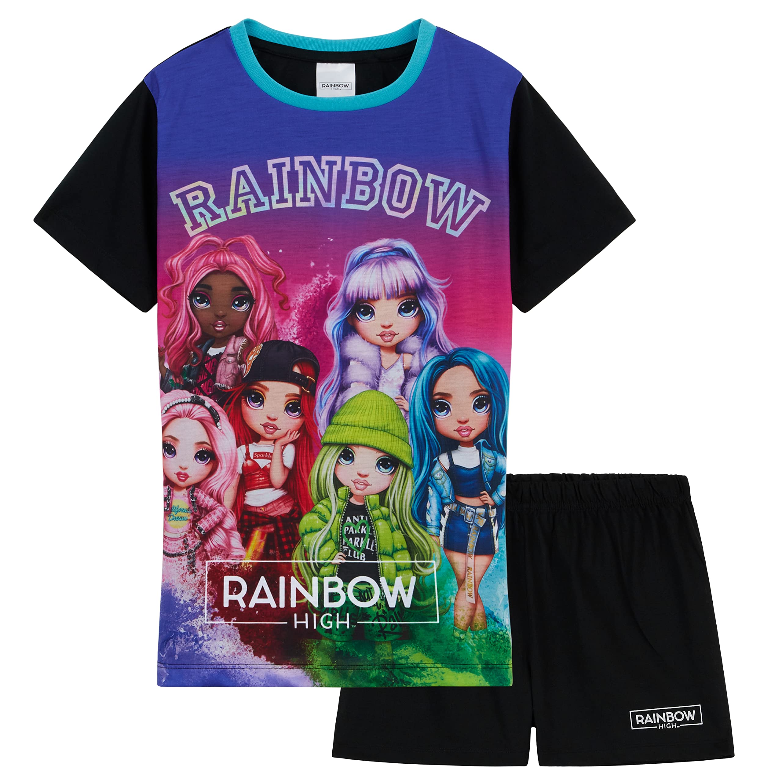 RAINBOW HIGH Pijama Niña Verano, Pijama Corto Niña, Conjunto Camiseta Manga Corta y Pantalón Corto, Ropa Niña de Moda Merchandising Oficial 5-12 Años