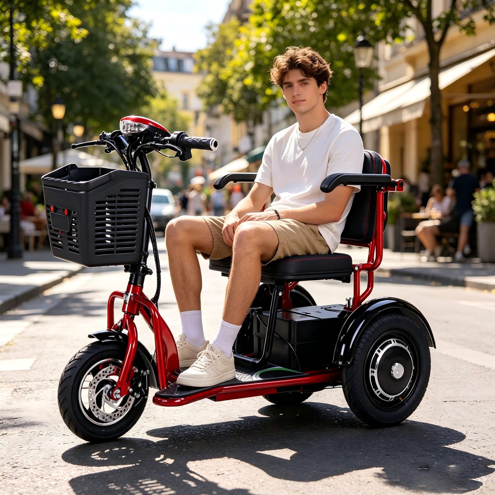 Elektrischer klappbarer Mobilitätsroller Luxus-Reiseroller für Erwachsene, ältere Menschen Tragfähigkeit 120kg Mit Korb kompakt Designed (12)