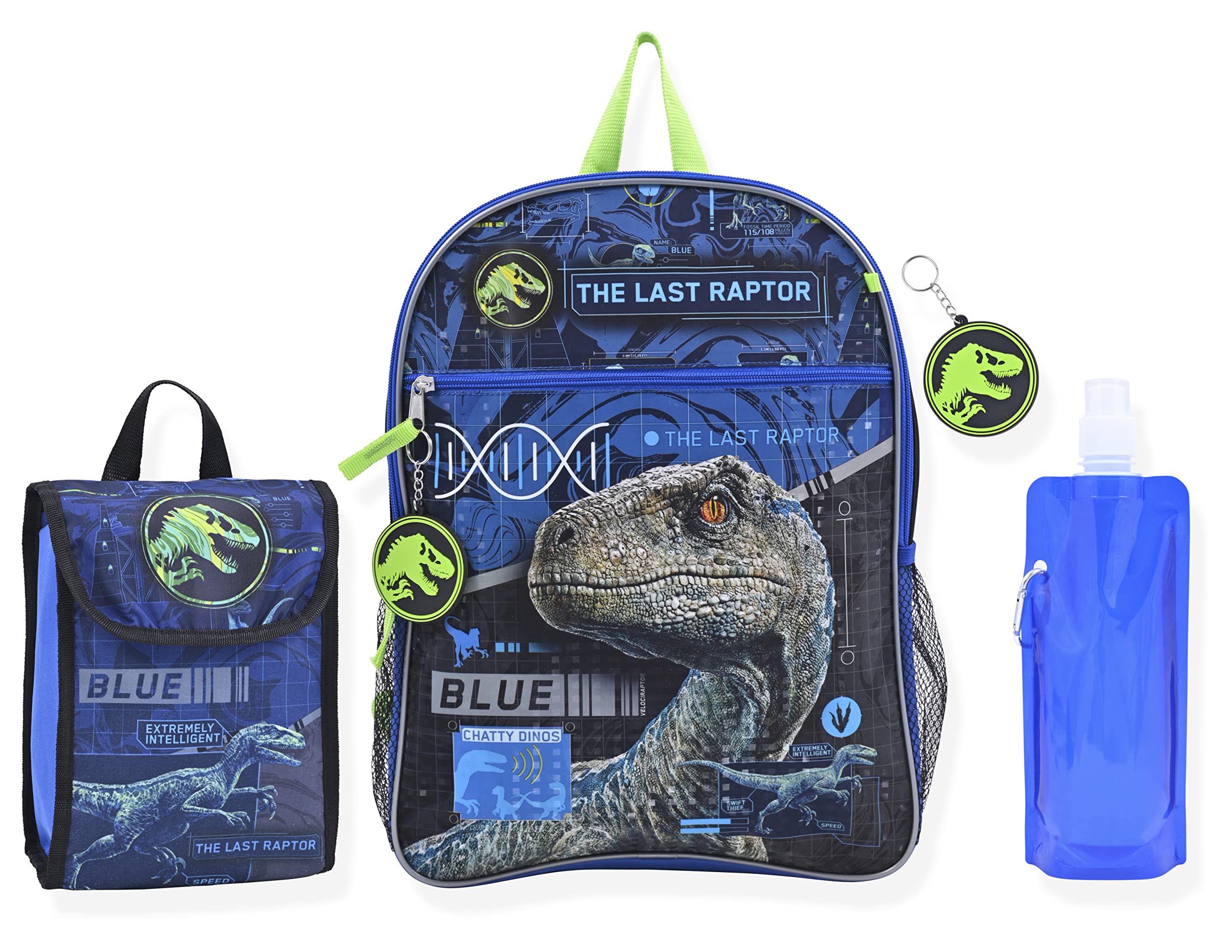 Jurassic World Boys Backpack Dinosaur Knapsack | Elementary and Kindergarten Kids Backpacks for School (Jurassic World 6Pc)