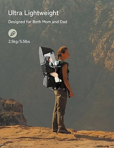 Miniatura 3 de besrey Mochila transportadora para bebé, mochila de senderismo para niños pequeños con asiento de seguridad de 3 alturas, correas ajustables y