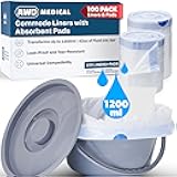 100 PACK - Commode Liners with Absorbent Pads - Adults Commode Bag Compatible with Most Toilets - Portable Commode Liners with Gel Pads - Disposable Bedside Toilet Liner Bags for Adult Potty Chair