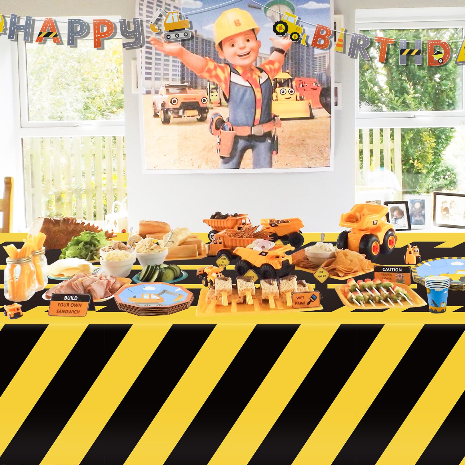 Juego de 4 manteles de construcción para fiestas de carretera, decoraciones de fiesta de camión, mantel de cumpleaños, rectangular, diseño de coches de carreras, para niños, fiestas de bebé,