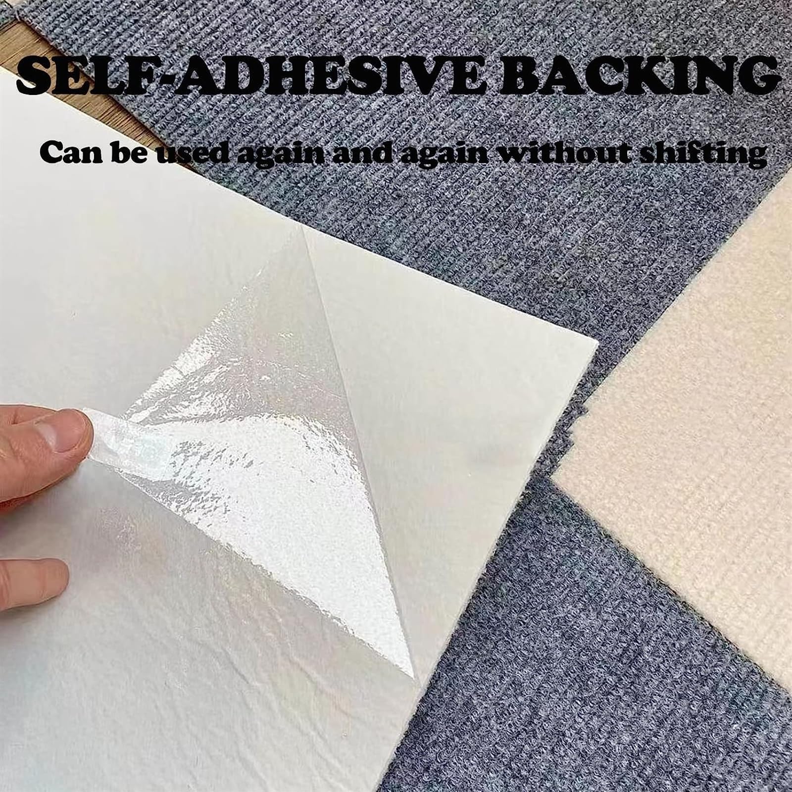 Dalles de Moquette 12x12 Pouces, Carreaux de Sol Auto-adhésifs à décoller et à Coller, Dalles de Moquette d'installation à épissure Libre, Bricolage(Rice White,9pcs)