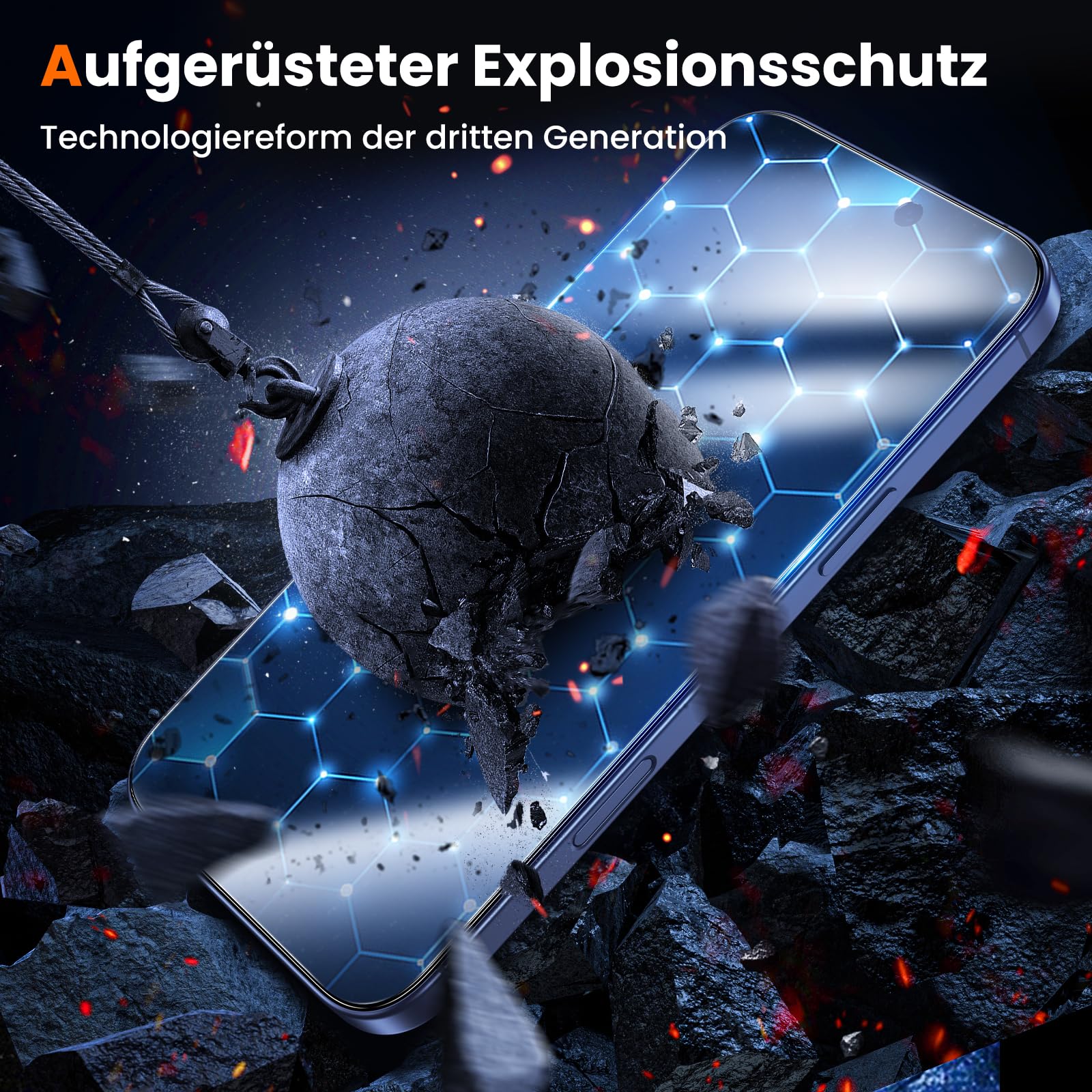 UniqueMe für iPhone 16 für Panzerglas Sichtschutz - Sichtschutzfolie – Ansicht 3
