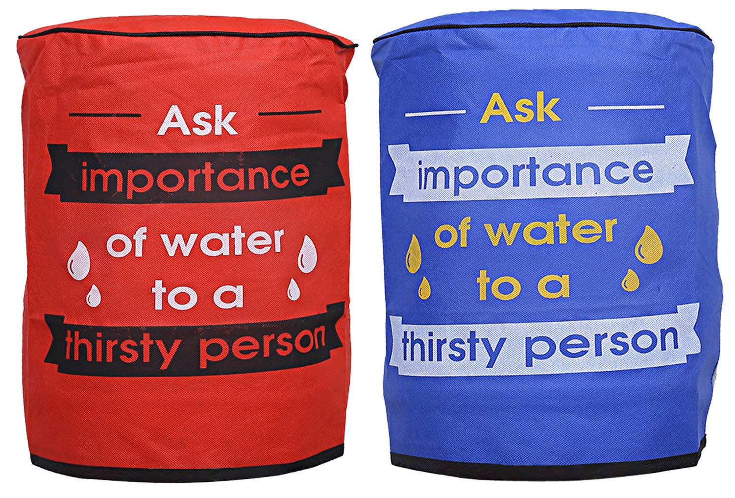 Kuber Industries Rexine 2 Pieces Water Dispenser Bottle Cover with Rexine Water Level Indication 20 LTR (Red & Blue)-CTKTC25519
