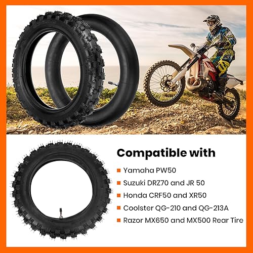 Miniatura 5 de Juego de neumáticos todoterreno y tubo interior de 2.5-10 pulgadas, neumático de motocross con llanta de 10 pulgadas y tubo interior de repuesto de