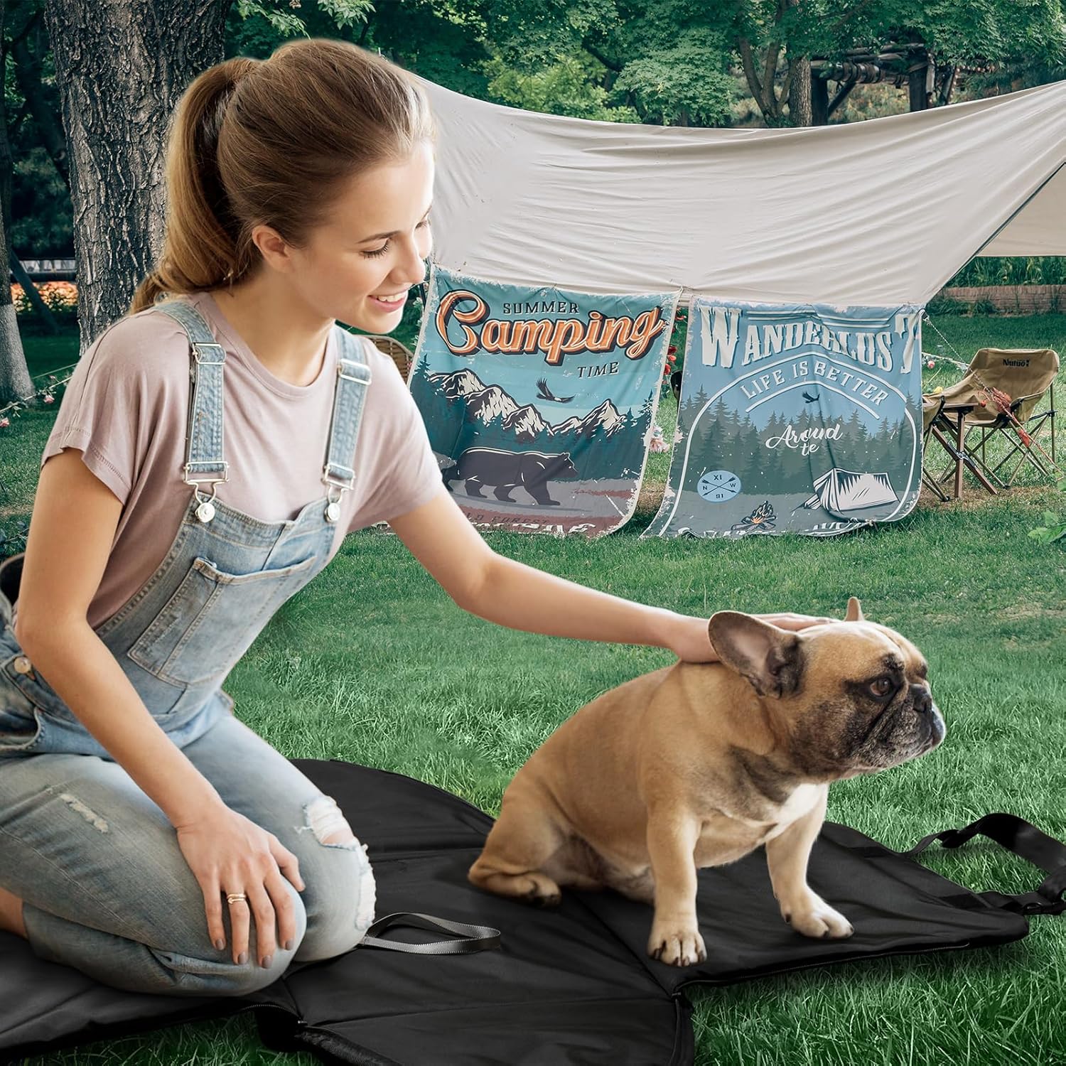 Small Dog Car Seat with 2 Storage Pockets, Foldable Front Puppy Car Seat Dog Mat, Portable Pet Travel Carrier Bag Doggie Dog Car Seats for Small Dogs Cats Under 30 Lbs with Harness (Black)