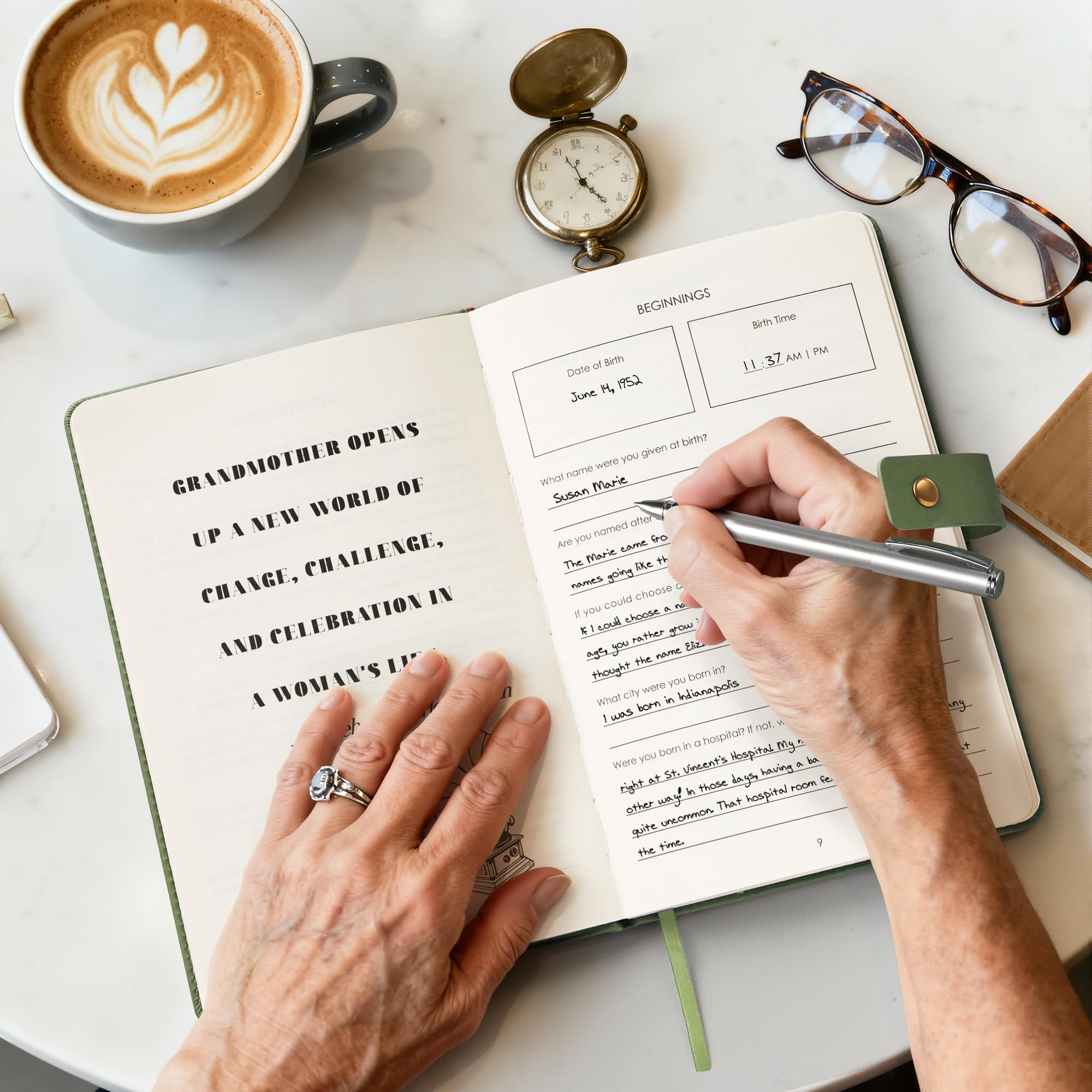 YDCUV Great Grandma I Want to Know Your Life Story Leather Journal (Hardcover) - Birthday Gifts for Great Grandma - Guided Journal to Share Her Life Story - Ideal Gifts for Mothers Day from Grandkids