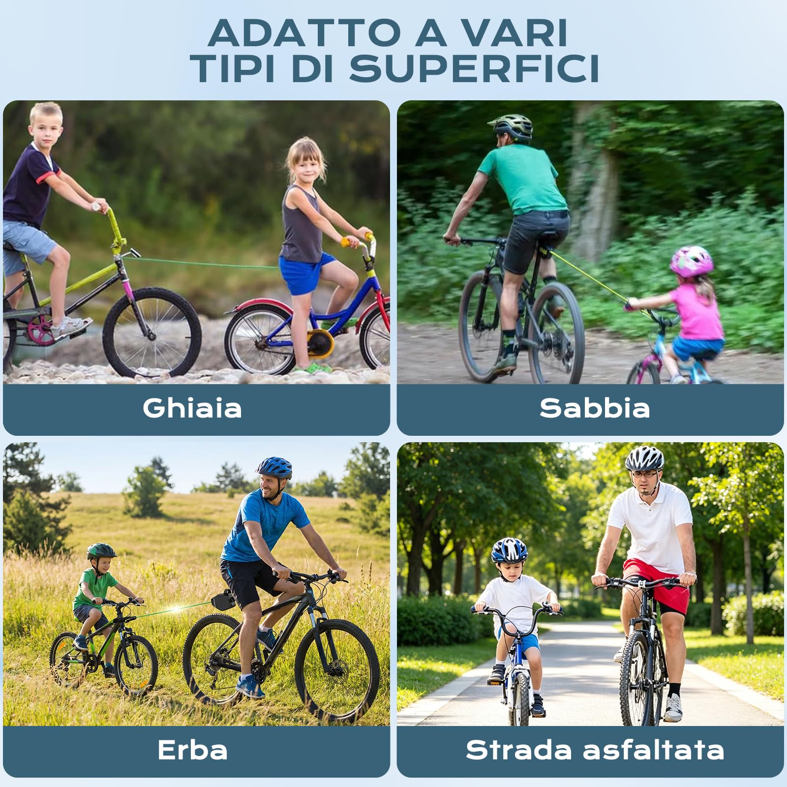 Corda di Traino per Bicicletta Bambino 2,5m Vankarr Compatibile Universale Avvolgimento Automatico