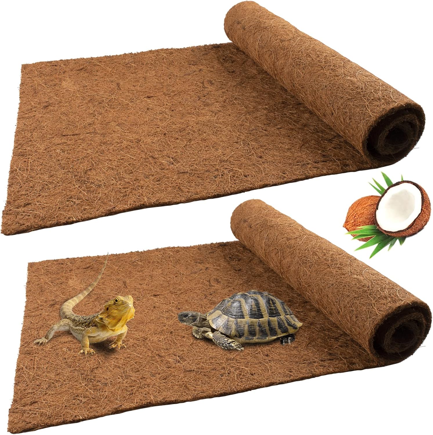Reptile Carpet Coconut Fiber, 2 Rolls Natural Reptile Carpet Terrarium