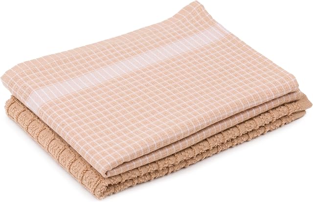 Amago - 100 Percent Cotton Jacquard Tea Towels (Pack of 2), 50 x 70 cm - Powder/White