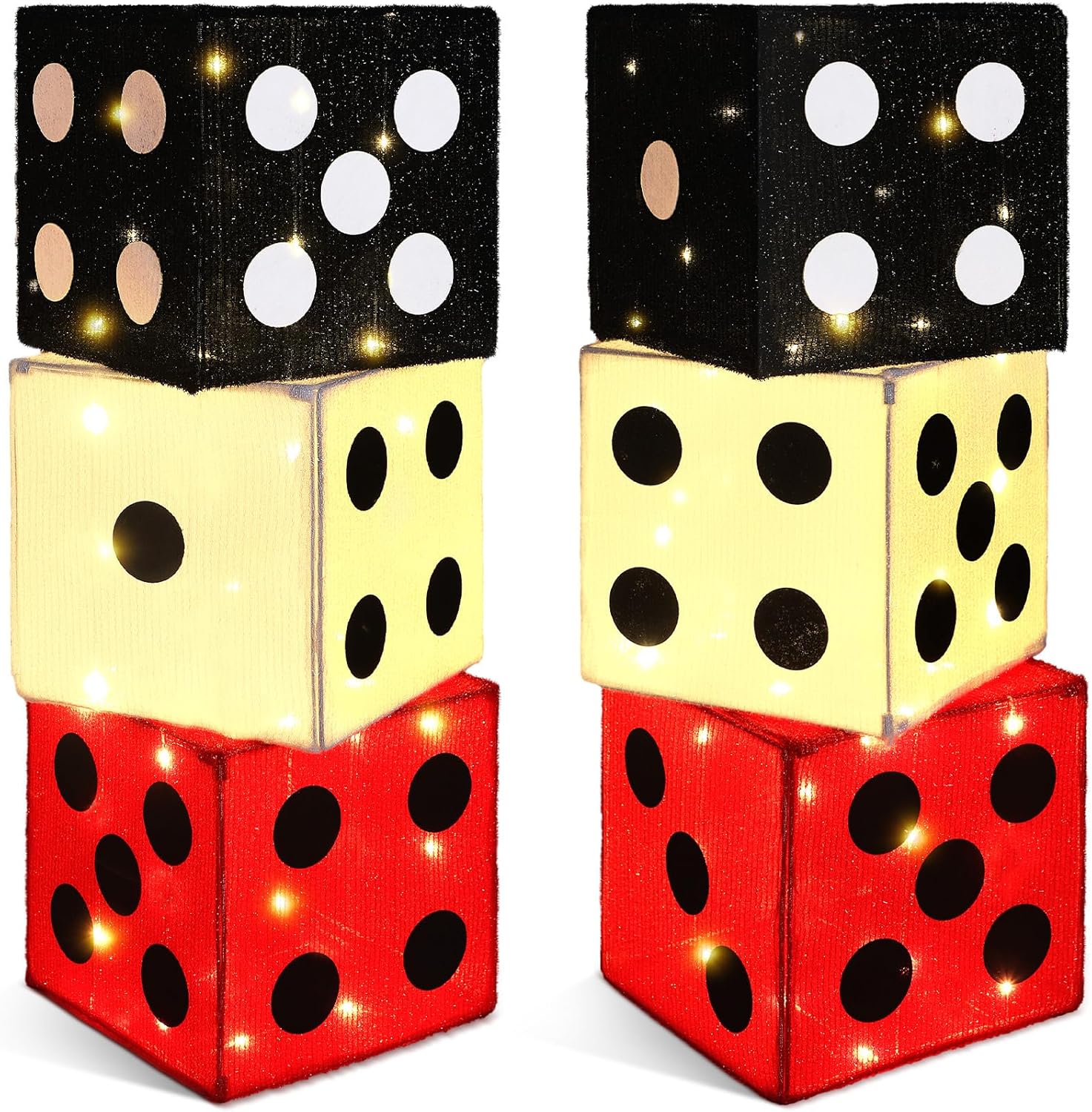 3 Pcs Casino Party Decorations Large Dice Favor Boxes with Light 9.84 Inch Las Vegas Centerpieces Boxes Casino Night Lighted Sign for Game Night Birthday Party Supplies Favors 3 Dice