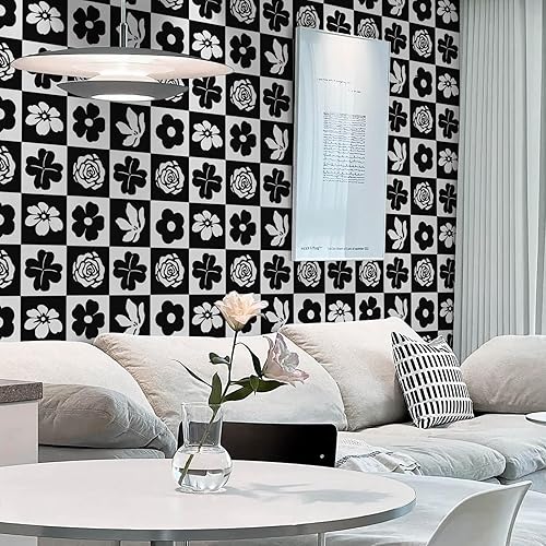 Vista 36 de Heroad Papel tapiz hexagonal para despegar y pegar, papel de contacto bohemio, geométrico, papel tapiz de lunares blancos y beige, papel de pared