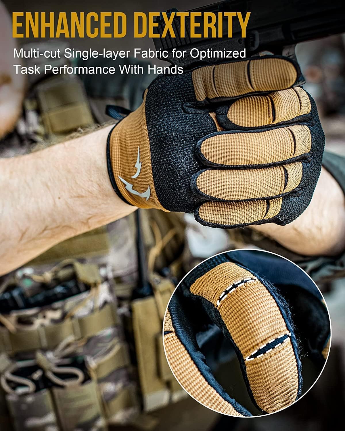 OneTigris Shooting Gloves for Men - Touchscreen Shooting Gloves Airsoft Gear Paintball Gloves Motorcycle Gloves for Men Hiking Hunting Fighting Outdoor Winter, Black