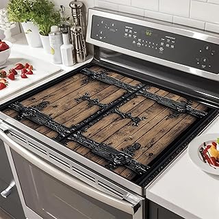 Stove Top Covers Pad Dish Drying Mat 28 x 20 inches Retro Style Wooden Door Mat Stove Protection Pad Kitchen Decorations for Dishes Sinks Coffee Machine