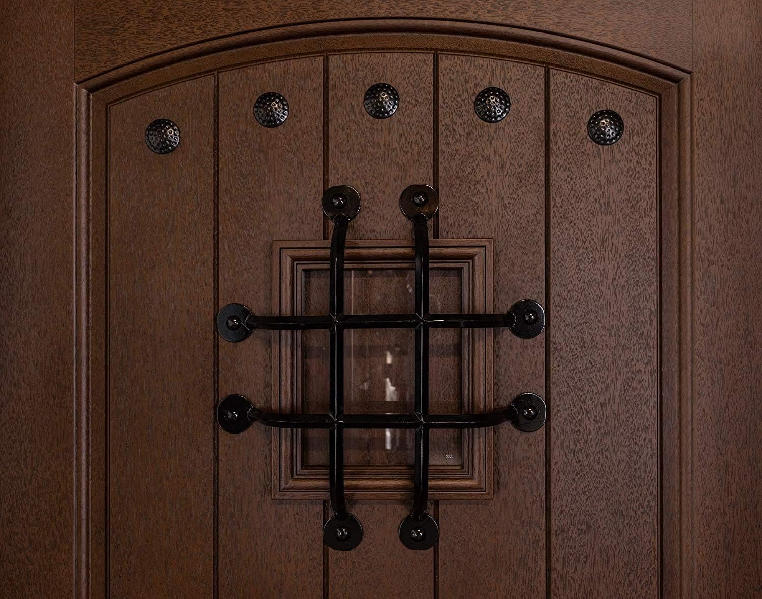 Dark Walnut Fiberglass Doors,Front Entry Double Doors with SpeakeasyFMKA (30"x30"x80", Left Hand - in Swing)