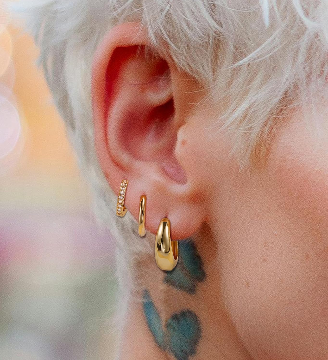 Small Gold Huggie Hoop Earrings Set for Women Men 18k Gold Plated Mini Hoops Set Hypoallergenic Lightweight Everyday Hoop Earrings Stacks for Multiple Piercing - Image 5