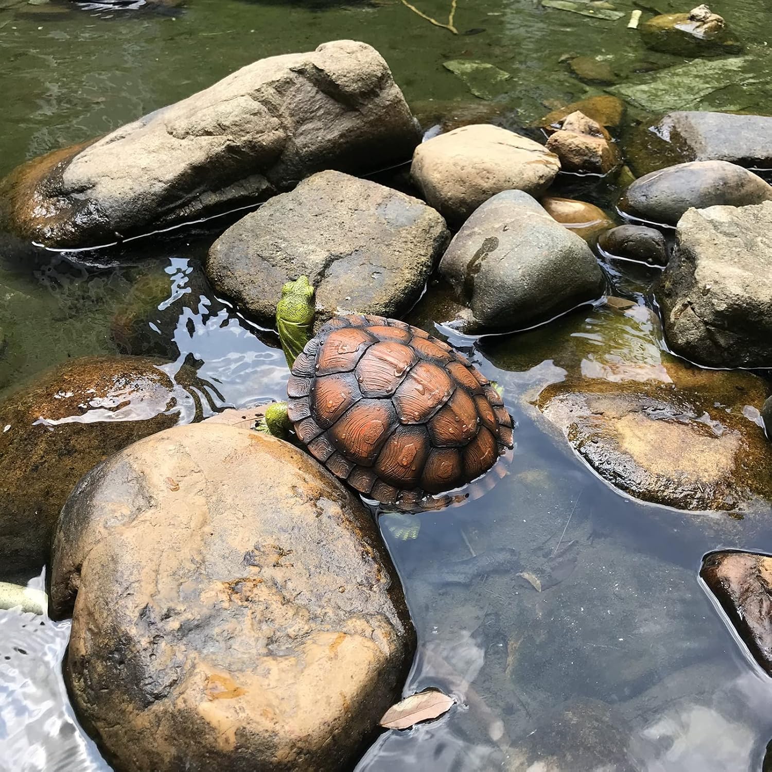 Turtle Tortoise Sculptures, Garden Patio Lawn Yard Art Resin Decorations Outdoor Garden Decor, 8.6 inches Turtle Yard Decorations Outdoor, Full Color 1