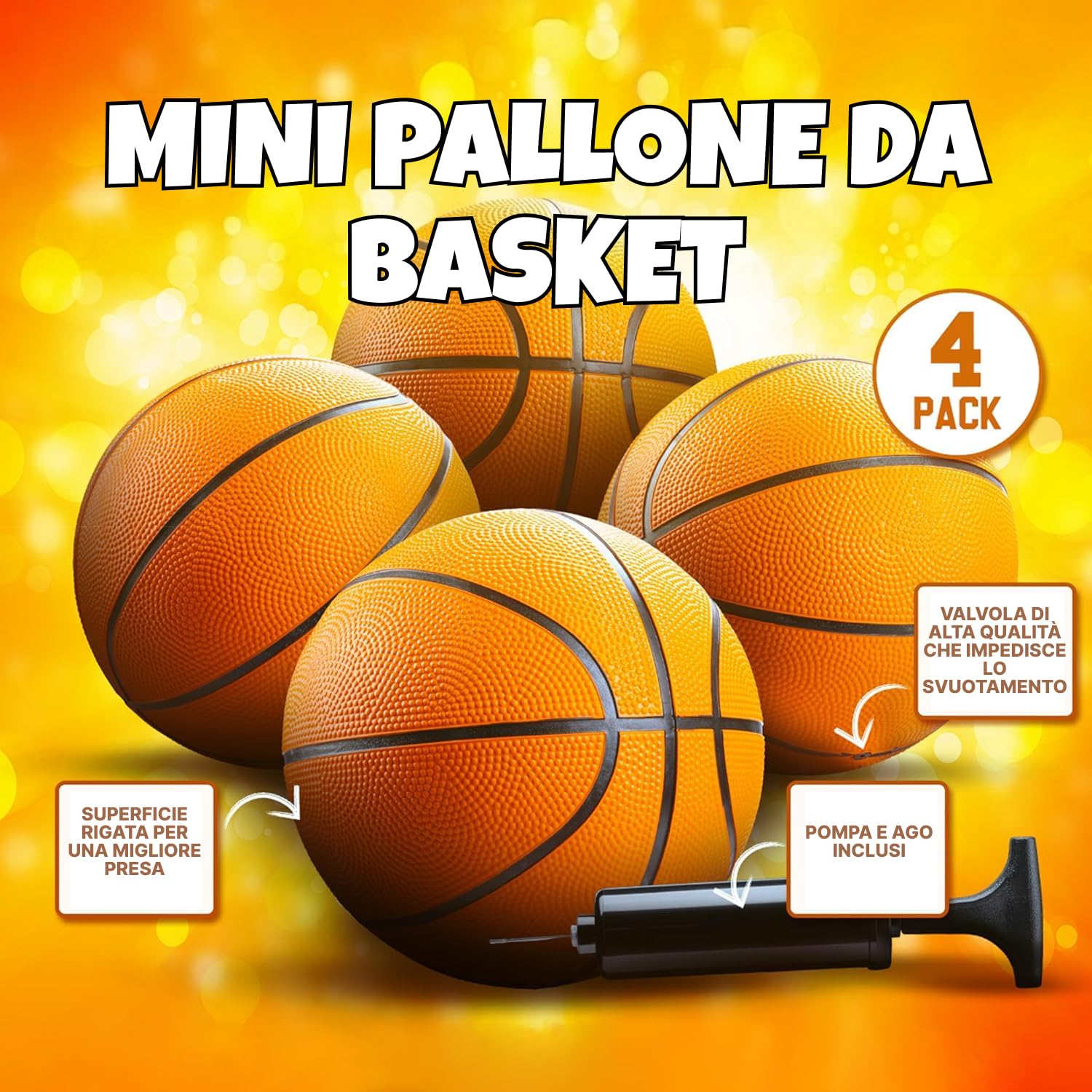 Bedwina Mini Palloni da Basket (2/4) 17,8 cm Misura 3 – Set con Mini Canestro per Interno/Esterno, Piscina, Feste, Giochi Arcade – Idea Regalo per Bambini