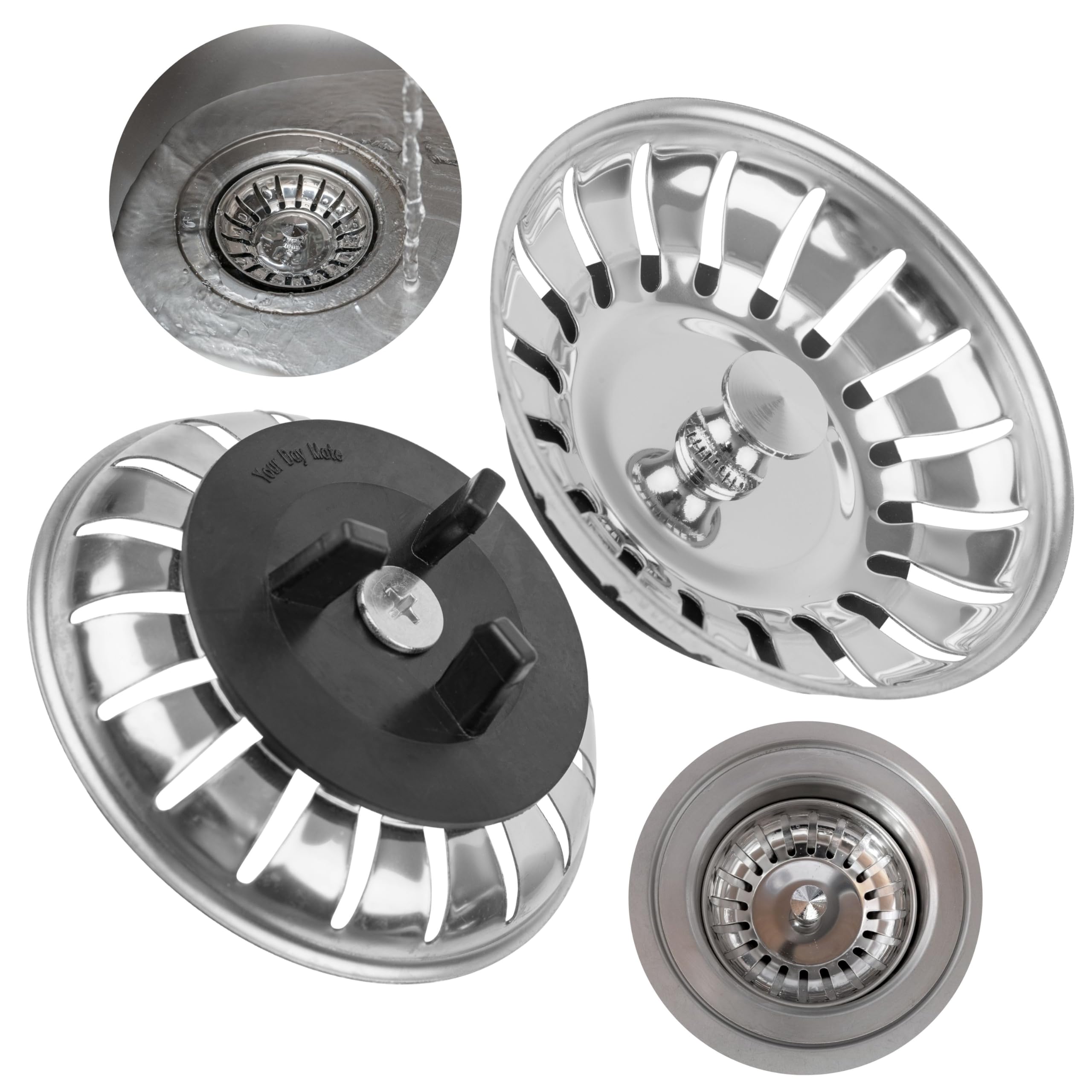 Your Day Mate Strainer Basket, Ø 79.3 Mm, 1 X Sink Strainer Basket, 1 Pack, Ø 79.3 Mm, Compatible With Ikea Siphon Atlant And Domsjö, Strainer Basket With Three-Leg Rubber Seal, Spare Part For Atlant Sink And Domsjö Sink, Kitchen Stopper Strainer
