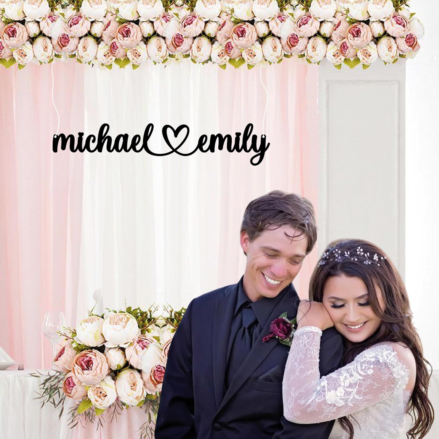 Custom Metal Heart Couples Sign – Personalized Romantic Wall Décor Featuring Two Names Connected by Heart, Elegant Bedroom or Living Room Accent, Perfect Wedding, Anniversary, or Valentine’s Day Gift