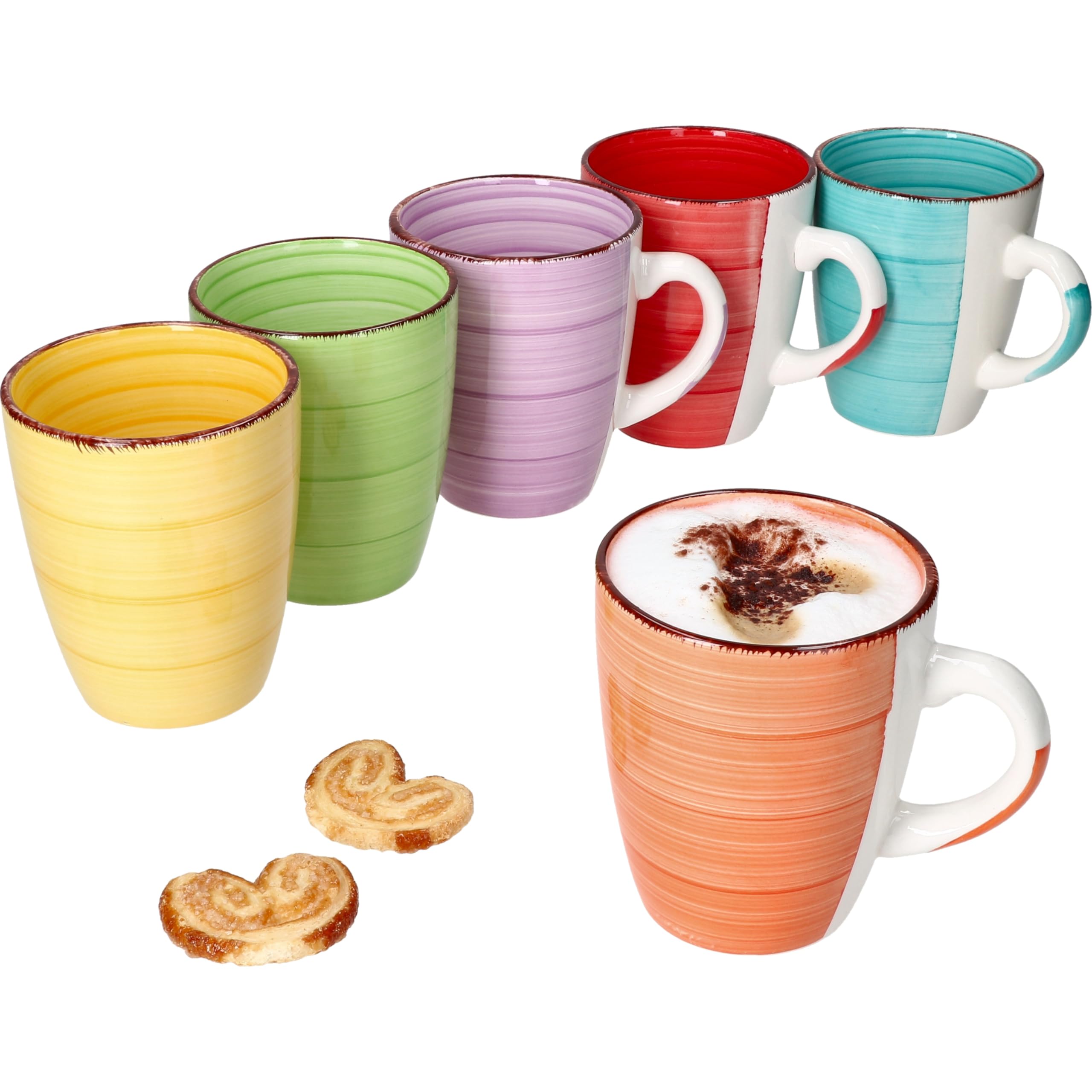 MamboCat 6-delige set mueslikommen uni kleurrijke serveerkom 650 ml dessertschaaltjes aardewerk servies ijscrème fruitsalade party snacks ontbijtbuffet