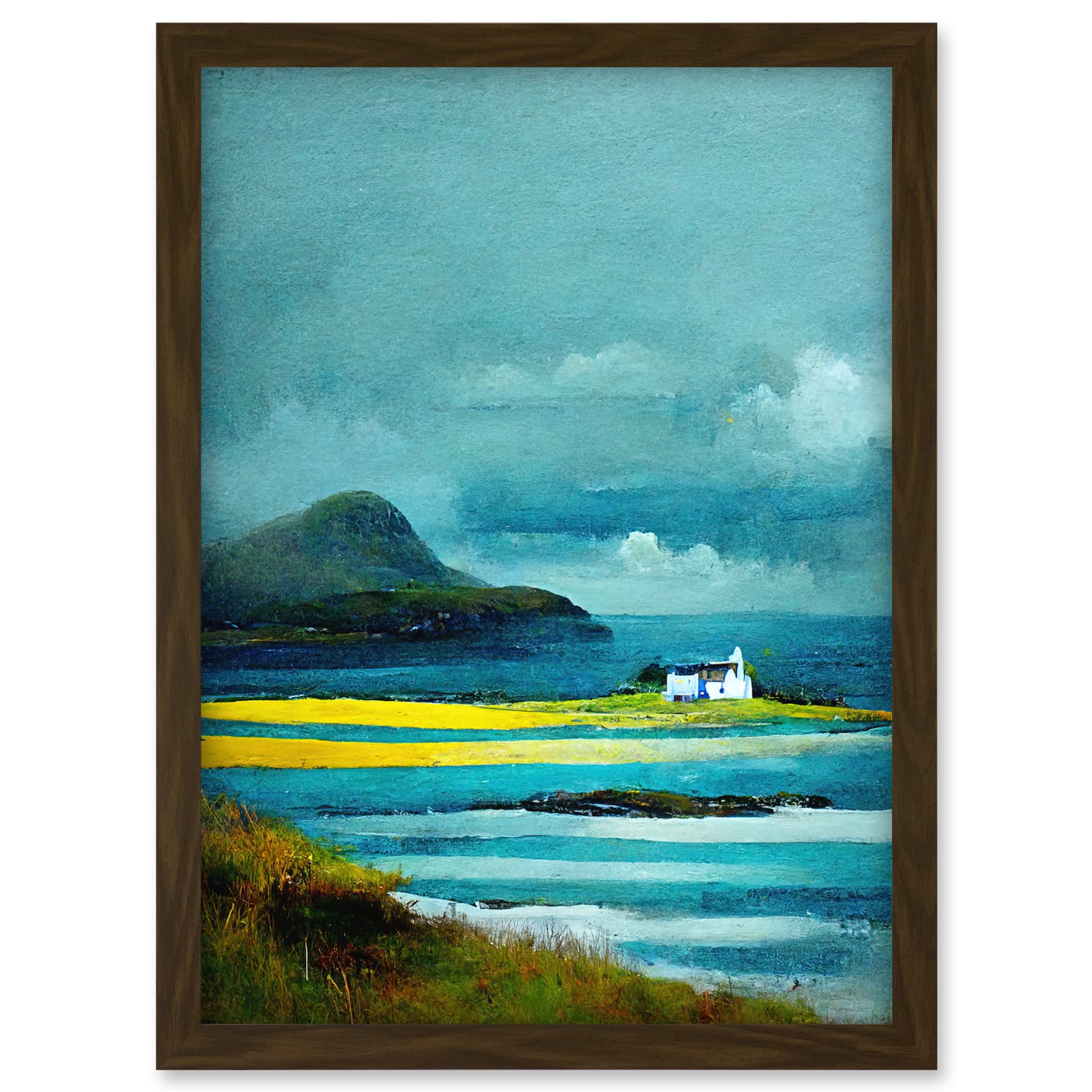 Doppelganger33 LTD Isle Harris White Crofters Cottage Scotland Seascape Artwork Framed A3 Wall Art Print