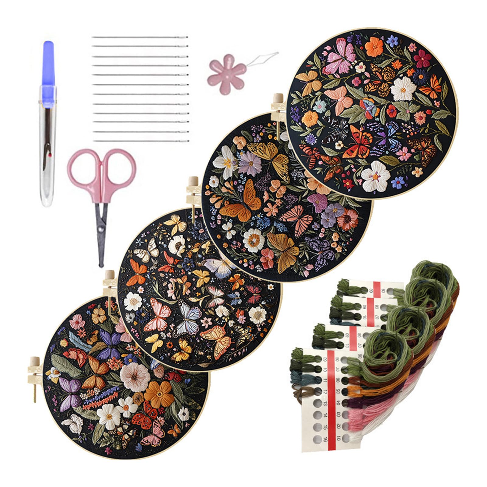Xjdzineq Nature Butterfly Embroidery Set Sewing Materials Fabric and Guide for Creative Fun Embroidery Guide
