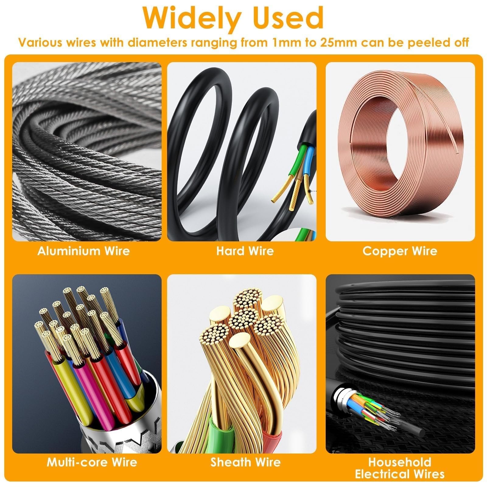MáQuina Pelacables Para Cables 1-25 Mm, Pelacables AlimentacióN Con Cuchilla Acero Ajustable, MáQuina Pelacables Manual Accionada Por Taladro Para Cortar Y Pelar Chatarra Cables