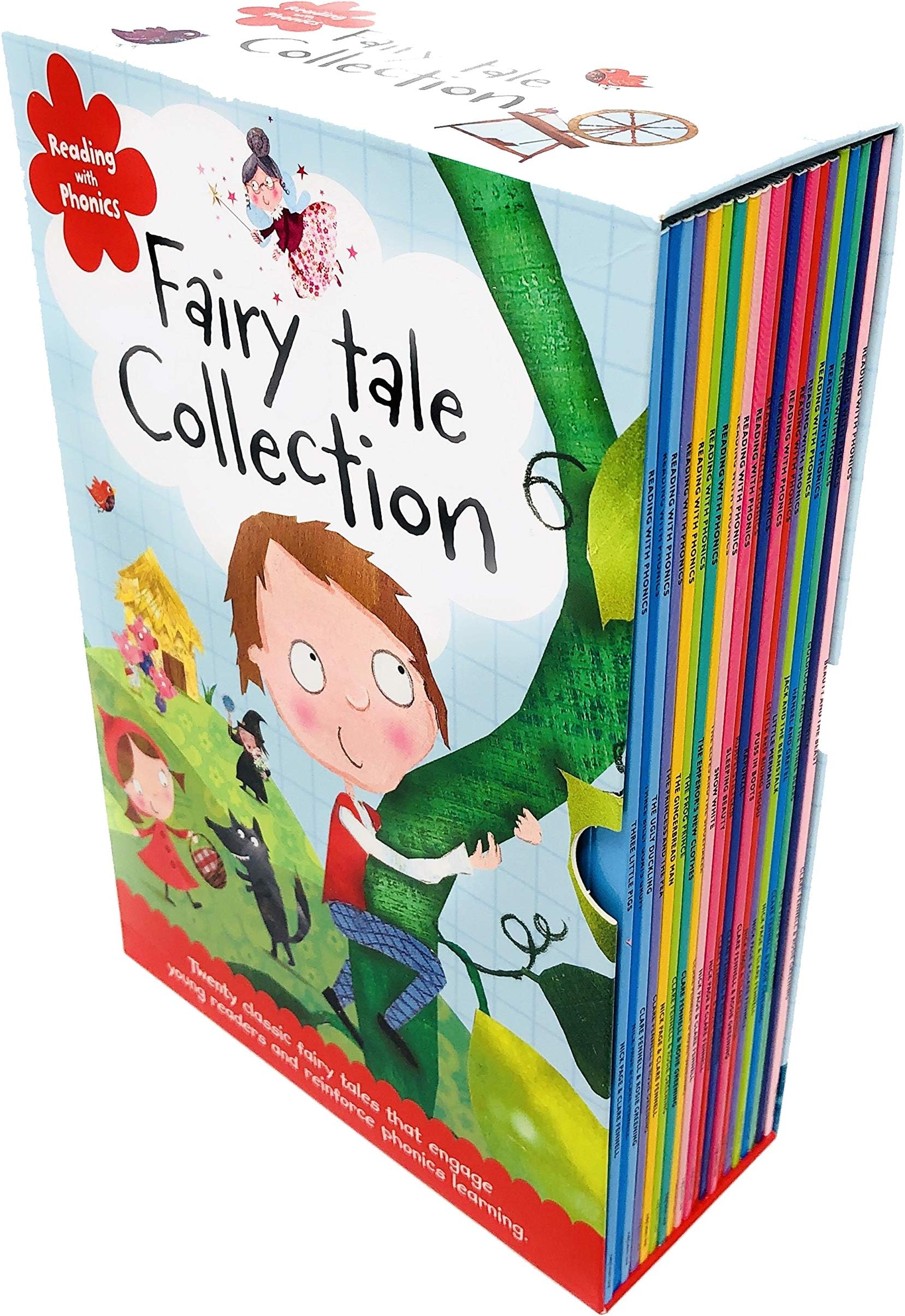 Reading With Phonics Fairy Tale Collection 20 Books Set (Three Little Pigs, Three Billy Goats Gruff, The Ugly Duckling, The Princess and the Pea, The Gingerbread Man, The Frog Prince and More)